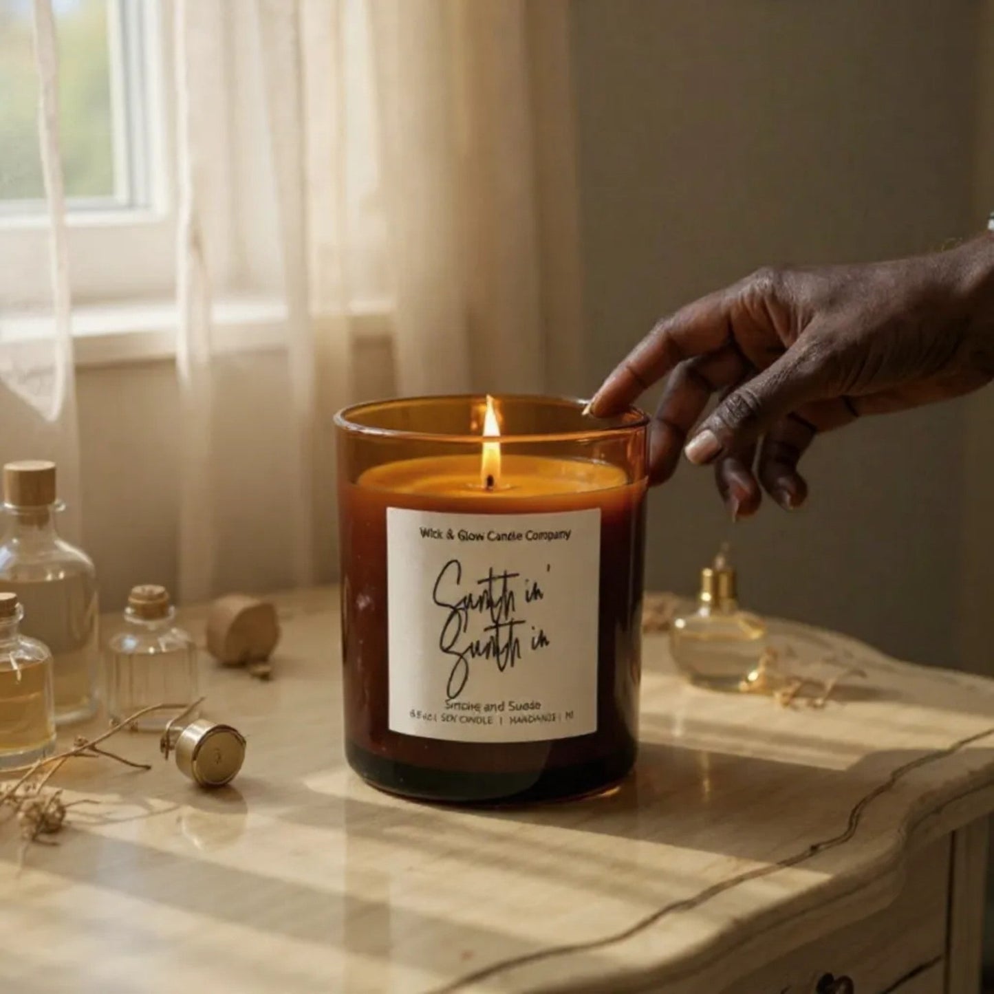 Sumthin, Sumthin | Luxury Soy Wax Candle – Smoke & Suede