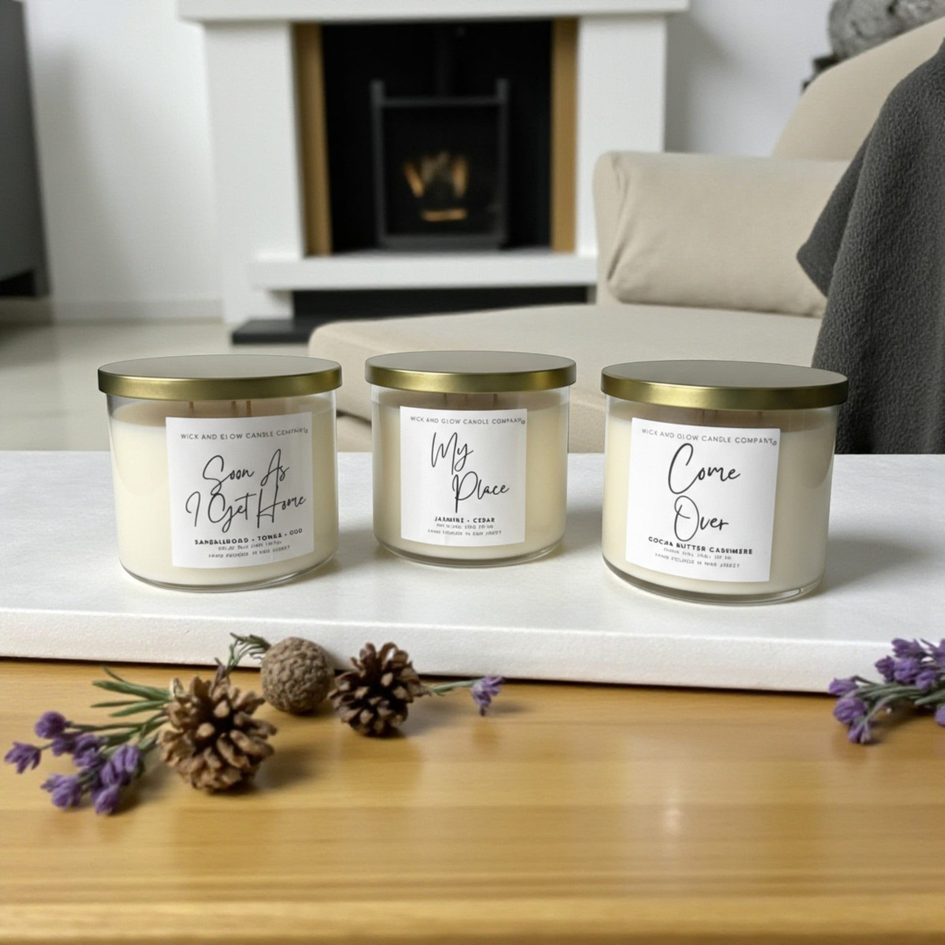 Come Over | Luxury Soy Wax Candle – Cocoa Butter, Vanilla & Musk | 3-Wick Candle