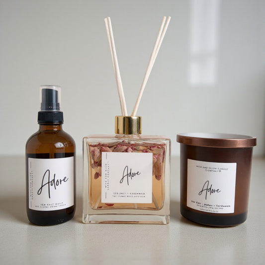 Home Fragrance Scent Bundle: Soy Candle, Reed Diffuser & Room Spray, Choose Your Scent