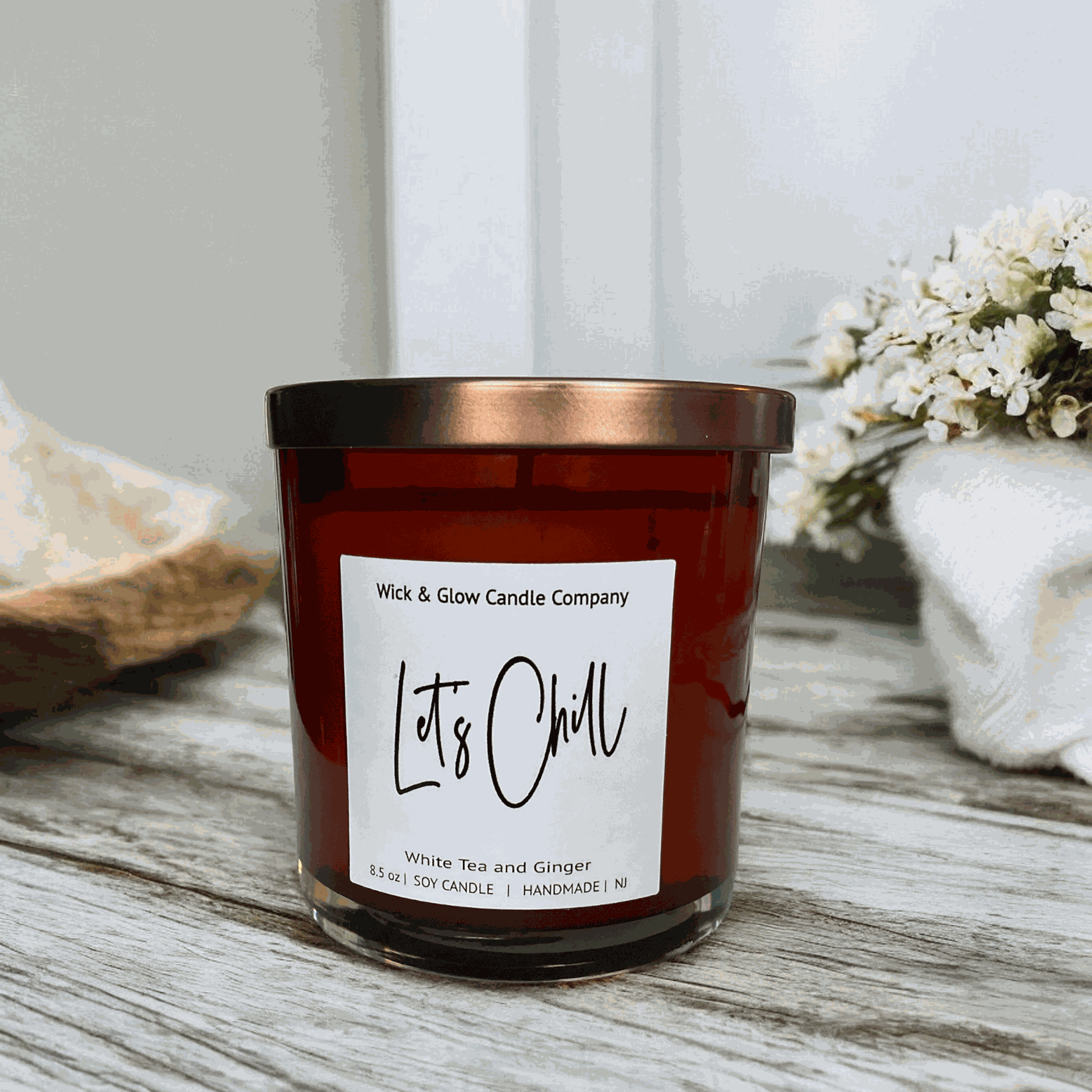 Let’s Chill | Luxury Soy Wax Candle – White Tea & Ginger