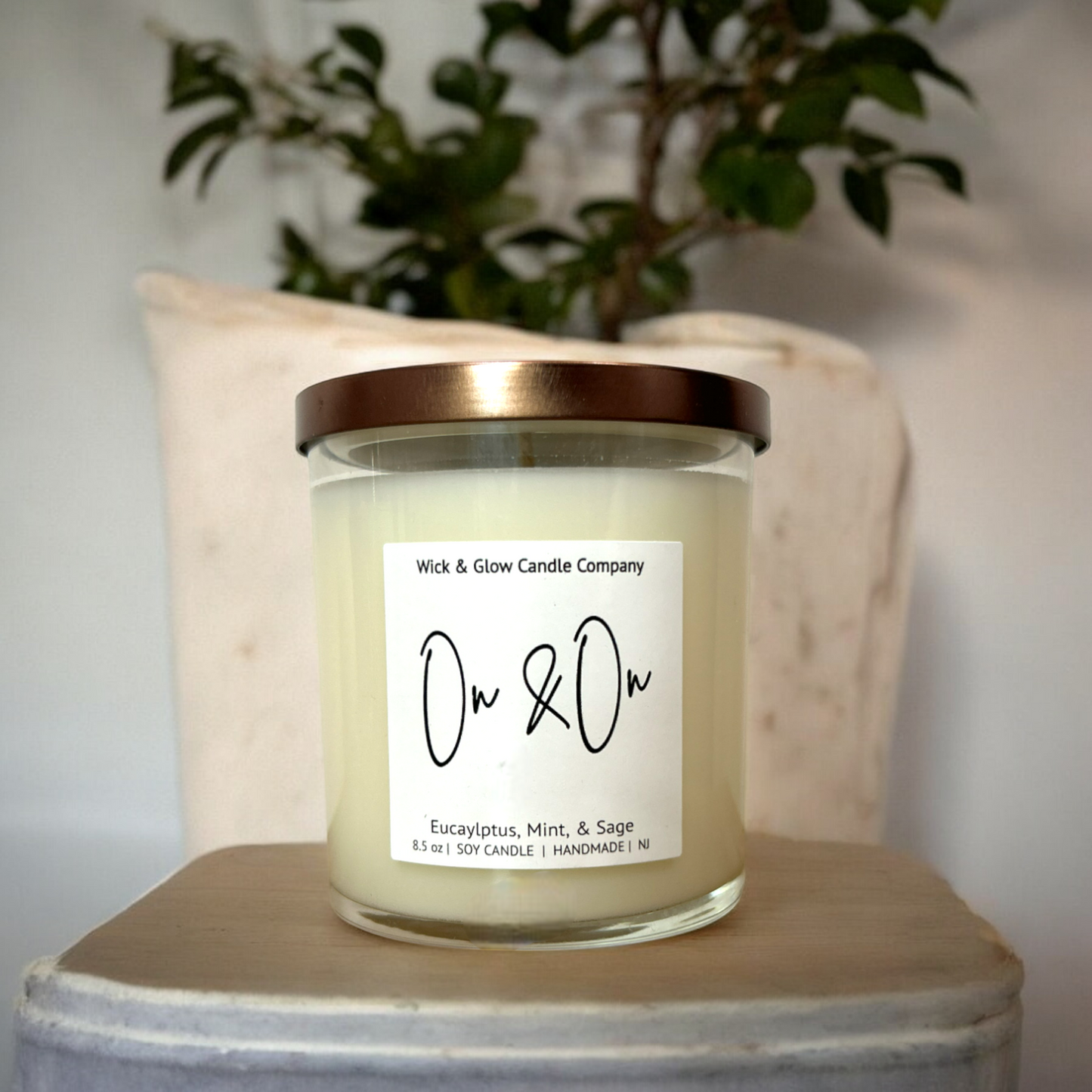 On and On | Luxury Soy Wax Candle – Eucalyptus & Mint