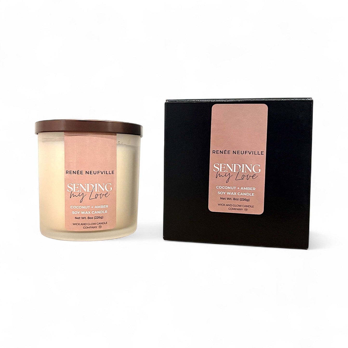 Sending My Love | Luxury Soy Wax Candle – Coconut & Amber | by Renée Neufville × Wick & Glow