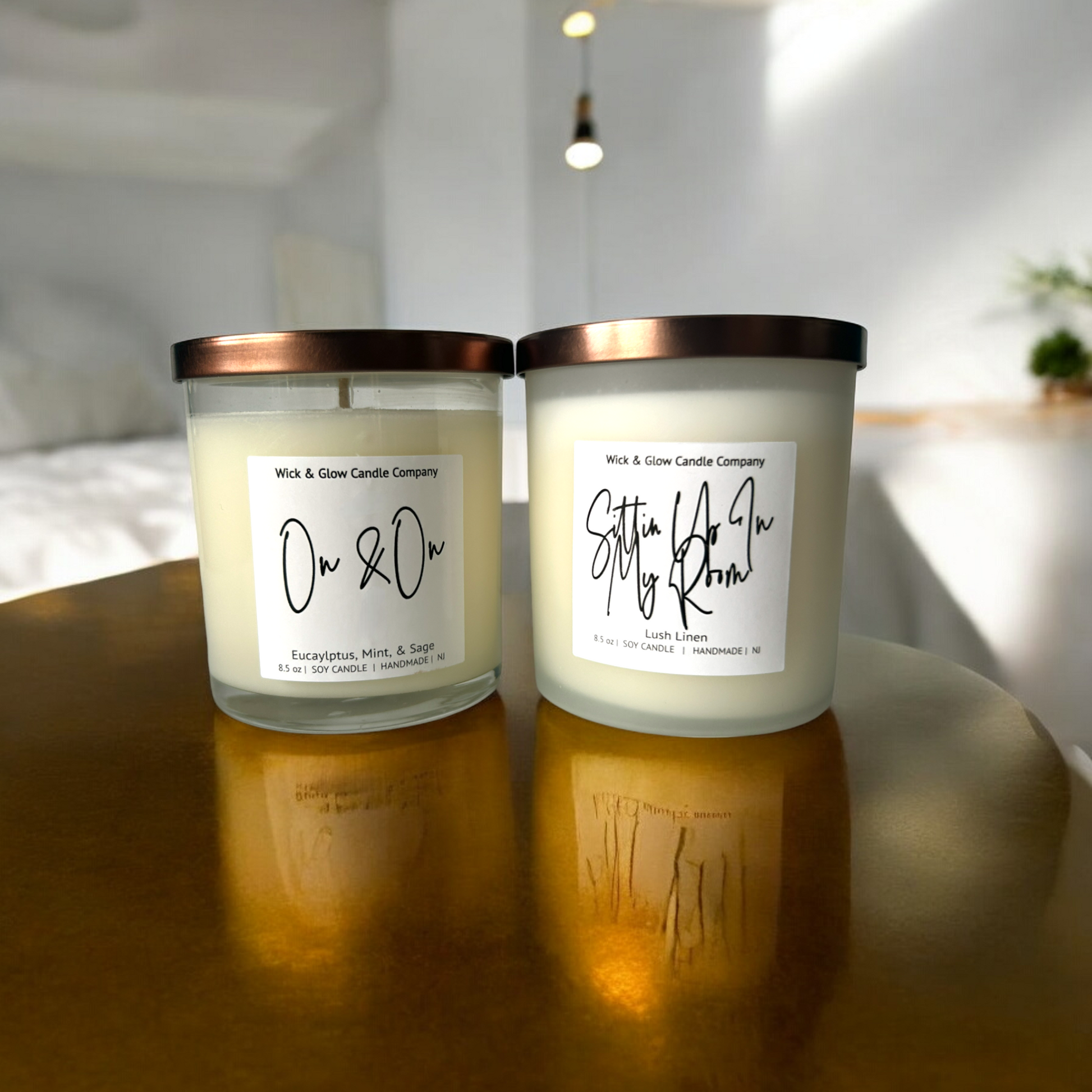 On & On + Sittin Up In My Room | Self Care Duo Luxury Soy Wax Candle Set– Eucalyptus & Linen