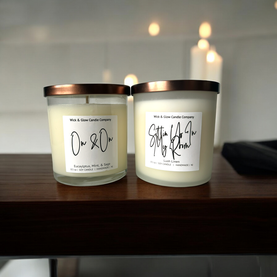 On & On + Sittin Up In My Room | Self Care Duo Luxury Soy Wax Candle Set– Eucalyptus & Linen
