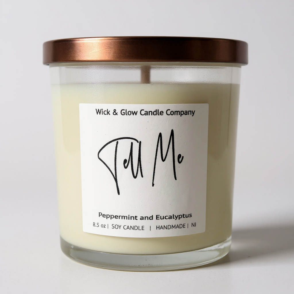 Tell Me | Luxury Soy Wax Candle – Peppermint & Eucalyptus