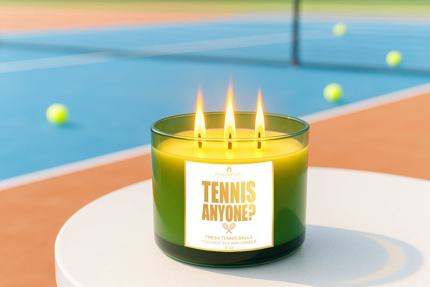Tennis, Anyone? | Luxury Coconut Soy Wax Candle – Fresh Tennis Ball Scent | 3-Wick Hand-Poured Candle