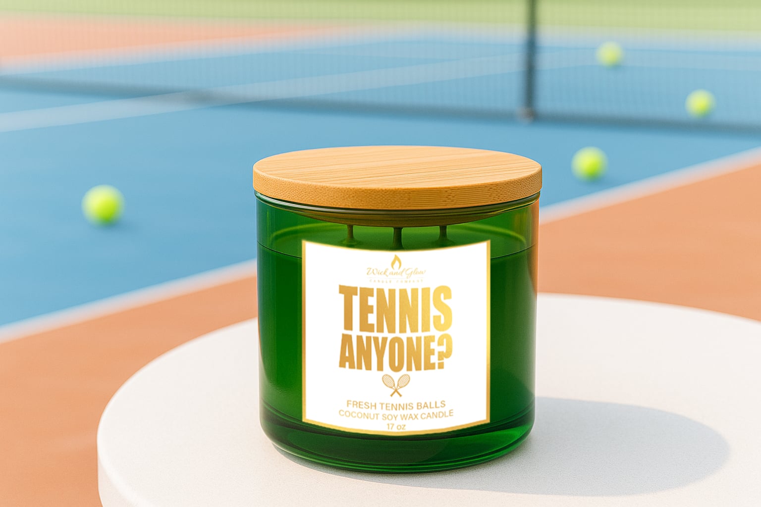 Tennis, Anyone? | Luxury Coconut Soy Wax Candle – Fresh Tennis Ball Scent | 3-Wick Hand-Poured Candle